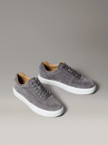 Grey Leather Trainers  Men