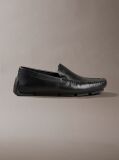 Black Leather Driving Loafer  Men