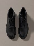 Black Emblem Embossed Combat Boots  Men