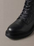 Black Emblem Embossed Combat Boots  Men