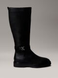 Black Leather Signature Logo Knee Boots  Women