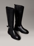 Black Leather Signature Logo Knee Boots  Women