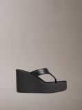 Black Melia - Leather Platform Wedge Sandals  Women