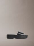Black Amelia - Leather Platform Sliders  Women