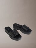 Black Amelia - Leather Platform Sliders  Women