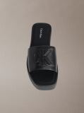 Black Amelia - Leather Platform Sliders  Women