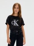 Μαύρο Άνετο T-shirt Με Λογότυπο  Κορίτσι