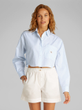 Blue Cropped Cotton Poplin Shirt  Women