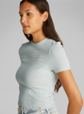 Green Waffle Short Sleeve Fitted T-Shirt  Women