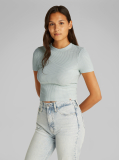 Green Waffle Short Sleeve Fitted T-Shirt  Women