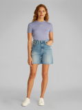 Purple Slim Ribbed Cotton T-shirt  Women
