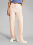 Beige Relaxed Straight Drawstring Trousers  Women