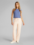 Beige Relaxed Straight Drawstring Trousers  Women