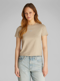 Beige Slim Cropped Badge T-shirt  Women