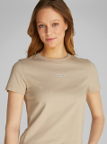 Beige Slim Cropped Badge T-shirt  Women