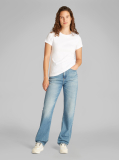 Λευκό T-shirt Με Λογότυπο Σε Slim Γραμμή  Γυναίκα