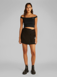 Black Logo Elastic Bardot Milano Top  Women