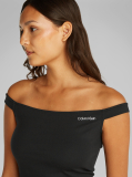 Black Logo Elastic Bardot Milano Top  Women