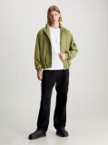 Green Relaxed Cotton Zip Up Jacket  Men