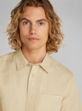 Μπεζ Λινό Βαμβακερό Πουκάμισο  Άνδρας