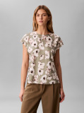 Green Printed Matte Satin Sheath Top  Women