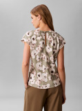 Green Printed Matte Satin Sheath Top  Women