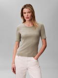 Green Ribbed Half Sleeve T-Shirt  Women