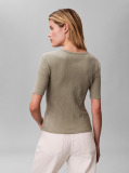 Green Ribbed Half Sleeve T-Shirt  Women