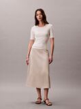White Ribbed Half Sleeve T-Shirt  Women