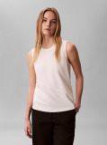 White Crepe Diagonal Seam Sleeveless Top  Women