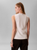 White Crepe Diagonal Seam Sleeveless Top  Women