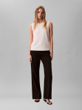 White Crepe Diagonal Seam Sleeveless Top  Women