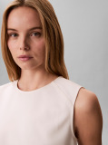 White Crepe Diagonal Seam Sleeveless Top  Women