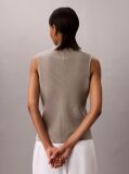 Καφέ Πλισέ Αμάνικο Τοπ Με Mock Neck  Γυναίκα
