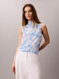 Multi Πλισέ Αμάνικο Τοπ Με Mock Neck Και Print  Γυναίκα