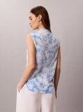 Multi Πλισέ Αμάνικο Τοπ Με Mock Neck Και Print  Γυναίκα