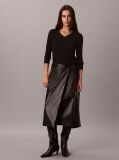 Black Emblem Pointelle Long Sleeve V-Neck Top  Women