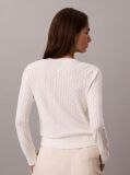 White Emblem Pointelle Long Sleeve V-Neck Top  Women