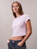 Μοβ Cropped T-shirt Με Μονόγραμμα Σε Στενή Γραμμή  Γυναίκα