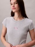 Γκρι Cropped T-shirt Με Μονόγραμμα Σε Στενή Γραμμή  Γυναίκα