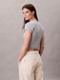 Γκρι Cropped T-shirt Με Μονόγραμμα Σε Στενή Γραμμή  Γυναίκα