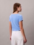 Μπλε T-Shirt Σε Slim Γραμμή Και Βαμβακερό Ριμπ  Γυναίκα