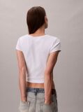 Λευκό T-Shirt Σε Slim Γραμμή Και Βαμβακερό Ριμπ  Γυναίκα