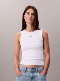 White Cotton Stretch Rib Tank Top  Women