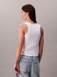 White Cotton Stretch Rib Tank Top  Women