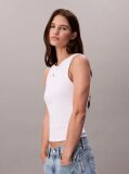 White Cotton Stretch Rib Tank Top  Women
