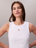 White Cotton Stretch Rib Tank Top  Women