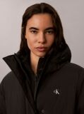 Black Logo Belt Hooded Puffer Coat  Women