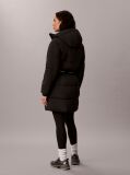 Black Logo Belt Hooded Puffer Coat  Women