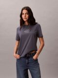Grey Glossy Metallic Logo T-shirt  Women